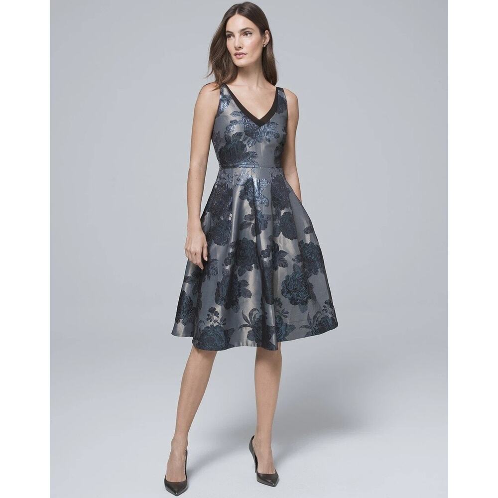 White House Black Market Brocade Fit & Flare Dress